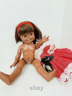 Ideal BLACK African American Giggles Doll 1960's Mommy Made Dress NOT WORKING