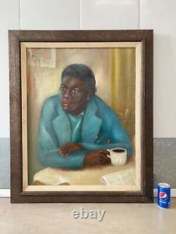 Important Antique Black African American Harlem Renaissance Oil Painting, 30s