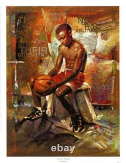 In His Solitude, an African American, Black Art Print by Charly Palmer