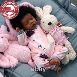 JIZHI Reborn Baby Dolls 17 Inch Sleeping Afro Black African American Realistic N