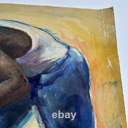 Jo Cain PAINTING ANTIQUE MURAL AFRICAN AMERICAN BLACK PORTRAIT OIL LARGE 40
