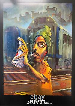 Justin Bua 420 Custom FRAMED African American Street Graffiti ART Black POT