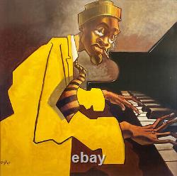 Justin Bua Piano Man Custom FRAMED African American Graffiti ART Black BLM