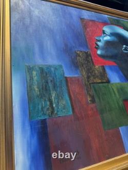 LARGE African American Black ART Original Oil Signed MARK LISS painting 39x 44