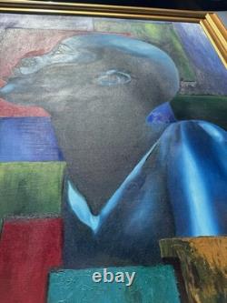 LARGE African American Black ART Original Oil Signed MARK LISS painting 39x 44