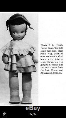 LITTLE BROWN KOKO Antique 25 Black Doll RARE / Sambo Americana / Mask Face