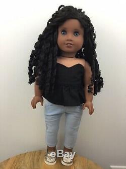 Lacy Custom OOAK African American Girl Doll Black Curly Blue Hair Eyes Freckles