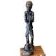 Large 1907 African American Haitian Black Man Wood Sculpture Signed