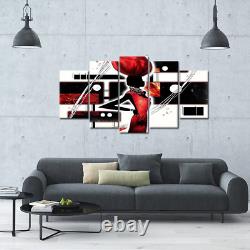 Large 5 Piece African American Canvas Wall Art Black and Red Pictures Printed on