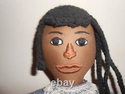 Large African American Artist Black Cloth Doll Stitched Face/Facial Features 24