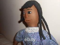 Large African American Artist Black Cloth Doll Stitched Face/Facial Features 24