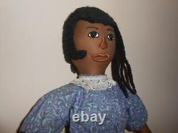 Large African American Artist Black Cloth Doll Stitched Face/Facial Features 24