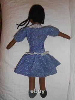Large African American Artist Black Cloth Doll Stitched Face/Facial Features 24