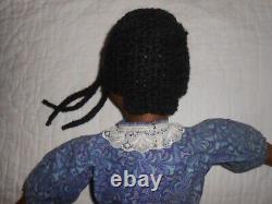 Large African American Artist Black Cloth Doll Stitched Face/Facial Features 24