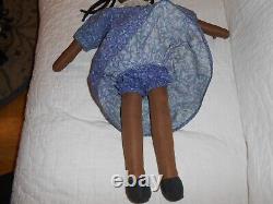 Large African American Artist Black Cloth Doll Stitched Face/Facial Features 24