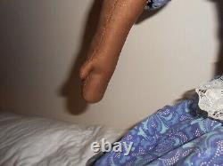 Large African American Artist Black Cloth Doll Stitched Face/Facial Features 24