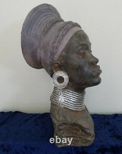 Large African American Head Bust Lady Statue Sculpture Beautiful Artwork