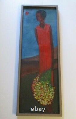 Large Black Americana Painting African American Portrait MID Century Modernism