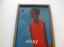 Large Black Americana Painting African American Portrait MID Century Modernism