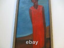 Large Black Americana Painting African American Portrait MID Century Modernism