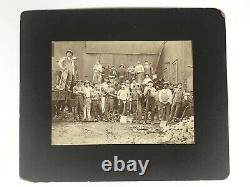 Large Cabinet Card African American and White Railroad Iron Workers, Identified