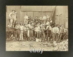 Large Cabinet Card African American and White Railroad Iron Workers, Identified