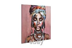 Large Canvas Prints Wall Art, African American Black Girl Oil Paintings, 3D H