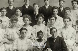 Late-1800s 10x18 Panoramic Photo Black Girl & All White Group African American