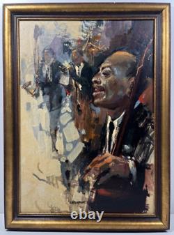 Les Hawks Vintage Original Jazz Band Black African American Antique Oil Painting