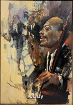 Les Hawks Vintage Original Jazz Band Black African American Antique Oil Painting
