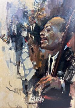 Les Hawks Vintage Original Jazz Band Black African American Antique Oil Painting