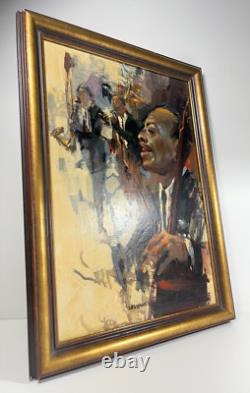 Les Hawks Vintage Original Jazz Band Black African American Antique Oil Painting