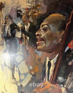 Les Hawks Vintage Original Jazz Band Black African American Antique Oil Painting