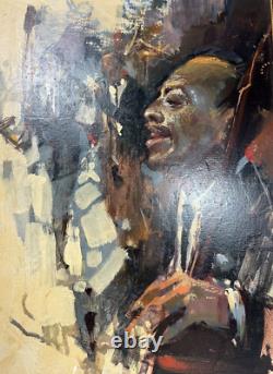Les Hawks Vintage Original Jazz Band Black African American Antique Oil Painting