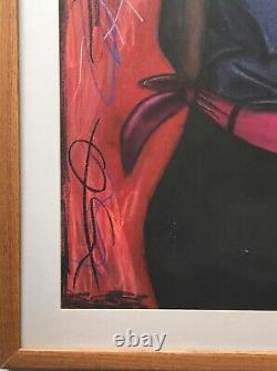 Lg Modernist Expressionist African American Oil Pastel Painting Sad Black Woman