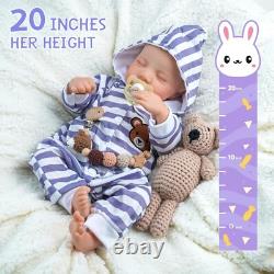 Lifelike Reborn Baby Dolls Black Boy Sleeping 20 Inch African American Silico