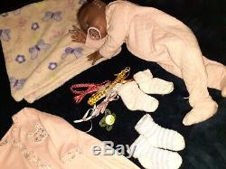 Lifelike Reborn Doll 16 Vinyl & Fabric Body Black Baby Girl w Accessories Lot