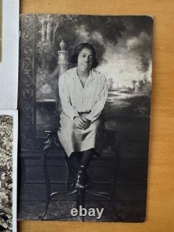 Lot Of 7 Vintage RPPC African American Black Woman Real Photo Postcard