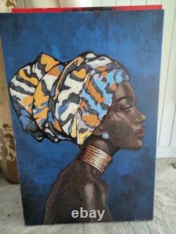 Lot of Three Black African American Wall Decor Painting Print Ethnic Large 24X36