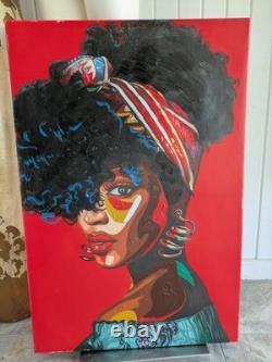 Lot of Three Black African American Wall Decor Painting Print Ethnic Large 24X36