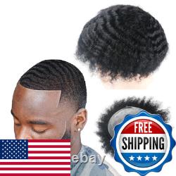 Lumeng 10Mm Wave Afro Black Mens Toupee Man Wigs100 Human Hair African American