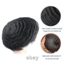 Lumeng 10Mm Wave Afro Black Mens Toupee Man Wigs100 Human Hair African American