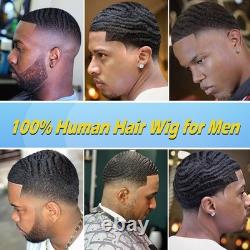Lumeng 10Mm Wave Afro Black Mens Toupee Man Wigs100 Human Hair African American