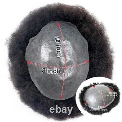 Lumeng 10Mm Wave Afro Black Mens Toupee Man Wigs100 Human Hair African American
