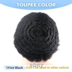 Lumeng 10Mm Wave Afro Black Mens Toupee Man Wigs100 Human Hair African American