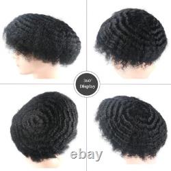 Lumeng 10Mm Wave Afro Black Mens Toupee Man Wigs100 Human Hair African American