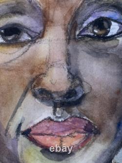 MBollen African American Black Woman Watercolor Painting Original Free Shipping