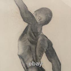Male Black African American Charcoal Pencil Sketch Drawing Framed? Original Art