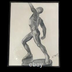 Male Black African American Charcoal Pencil Sketch Drawing Framed? Original Art