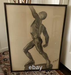 Male Black African American Charcoal Pencil Sketch Drawing Framed? Original Art